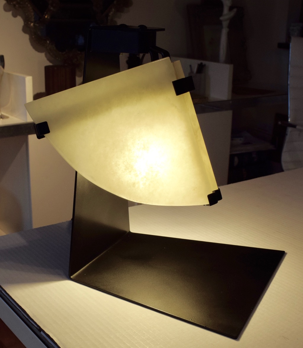 Chareau table lamp Quart de Rond alabaster