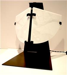 Pierre Chareau table lamp Quart de Rond alabaster
